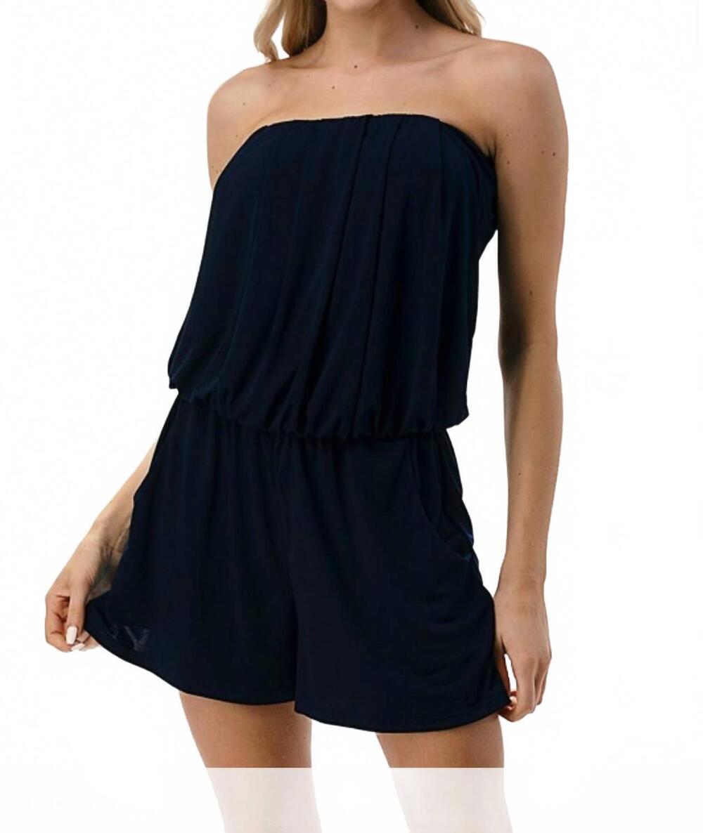 NEW ARIELLA pockets tube romper in navy